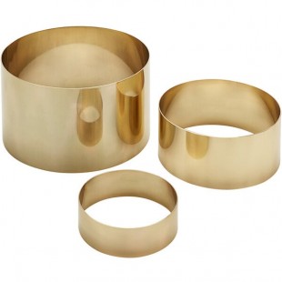 American Metalcraft Geo 3-Piece Round Gold Satin Stainless Steel Riser Set American Metalcraft Geo 3-Piece Round Gold Satin Stainless Steel Riser Set