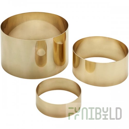 American Metalcraft Geo 3-Piece Round Gold Satin Stainless Steel Riser Set