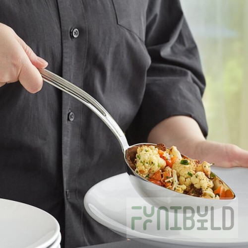 Vollrath 46724 Miramar® 8 oz. Stainless Steel Open Handle Solid Oval Serving Spoon
