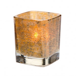 Hollowick 6505AG Tetra Antique Gold Glass Square Votive Hollowick 6505AG Tetra Antique Gold Glass Square Votive