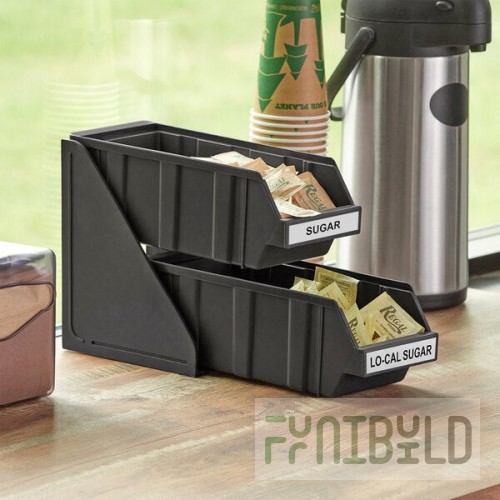 Choice Black 2-Tier Self-Serve Organizer Set with 2 Bins and 2 Label Sheets