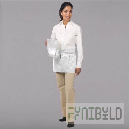 Chef Revival White Poly-Cotton Customizable Waist Apron with 3 Pockets - 12