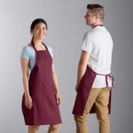 Choice Burgundy Poly-Cotton Standard Bistro Apron with 1 Pocket - 33