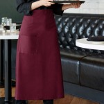 Choice Burgundy Poly-Cotton Standard Bistro Apron with 1 Pocket - 33