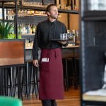 Choice Burgundy Poly-Cotton Standard Bistro Apron with 1 Pocket - 33