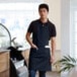Choice Navy Blue Poly-Cotton Standard Bib Apron with 2 Pockets - 34 Choice Navy Blue Poly-Cotton Standard Bib Apron with 2 Pockets - 34