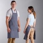 Choice Navy Blue Poly-Cotton Standard Bib Apron with 2 Pockets - 34 Choice Navy Blue Poly-Cotton Standard Bib Apron with 2 Pockets - 34