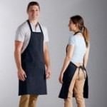 Choice Navy Blue Poly-Cotton Standard Bib Apron with 2 Pockets - 34 Choice Navy Blue Poly-Cotton Standard Bib Apron with 2 Pockets - 34