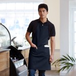 Choice Navy Blue Poly-Cotton Standard Bib Apron with 2 Pockets - 34 Choice Navy Blue Poly-Cotton Standard Bib Apron with 2 Pockets - 34