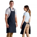 Choice Navy Blue Poly-Cotton Standard Bib Apron with 2 Pockets - 34 Choice Navy Blue Poly-Cotton Standard Bib Apron with 2 Pockets - 34