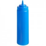 Choice 12 oz. Light Blue Wide Mouth Squeeze Bottle - 6/Pack