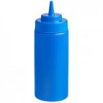 Choice 12 oz. Light Blue Wide Mouth Squeeze Bottle - 6/Pack