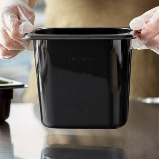 Vigor 1/9 Size Black Polycarbonate Food Pan - 6 Vigor 1/9 Size Black Polycarbonate Food Pan - 6