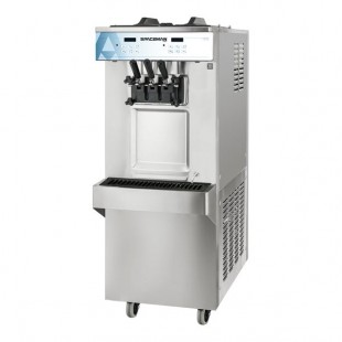 Spaceman 6250A-C Pressurized Dual Flavor Twin Twist Free-Standing Soft Serve Ice Cream Machine with 2 Hoppers and 3 Dispensers - 208-230V