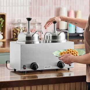 Server Twin FSP 81230 3 Qt. Round Topping Warmer with 2 Pumps -120V, 1000W Server Twin FSP 81230 3 Qt. Round Topping Warmer with 2 Pumps -120V, 1000W
