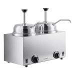 Server Twin FSP 81230 3 Qt. Round Topping Warmer with 2 Pumps -120V, 1000W