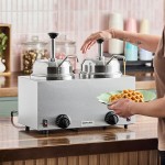 Server Twin FSP 81230 3 Qt. Round Topping Warmer with 2 Pumps -120V, 1000W
