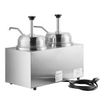 Server Twin FSP 81230 3 Qt. Round Topping Warmer with 2 Pumps -120V, 1000W