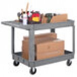 Carlisle UC452523 Gray Large Bin Top 2-Shelf Utility Cart- 45 Carlisle UC452523 Gray Large Bin Top 2-Shelf Utility Cart- 45