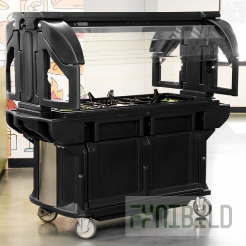 Cambro VBRU5110 Black 5' Versa Ultra Food / Salad Bar with Storage and Standard Casters