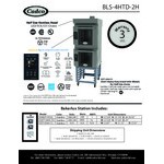 Cadco Bakerlux Station BLS-4HTD-2H Double Stacked 4-Shelf Half Size Heavy-Duty Digital Countertop Convection Ovens with Touch Control Panels, Ventless Hood, and Stand - 208-240V