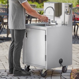 Regency Space Saver Single Bowl Hot and Cold Portable Hand Sink Cart with 8 Regency Space Saver Single Bowl Hot and Cold Portable Hand Sink Cart with 8