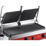 Avantco PG400 Commercial Dual Panini Sandwich Grill with Grooved Plates and 19 5/8 Avantco PG400 Commercial Dual Panini Sandwich Grill with Grooved Plates and 19 5/8