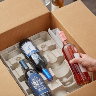 Lavex Molded Fiber Stackable 3 Bottle Wine Shipper Tray - 390/Pallet Lavex Molded Fiber Stackable 3 Bottle Wine Shipper Tray - 390/Pallet