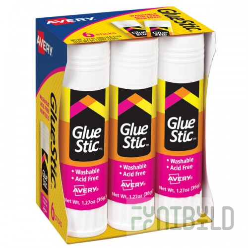 Avery® 98073 GlueStic 1.27 oz. Large White Washable Nontoxic Permanent GlueStick - 6/Box