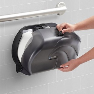 San Jamar R4090TBK Twin Oceans Double Roll Jumbo Toilet Tissue Dispenser - Black Pearl