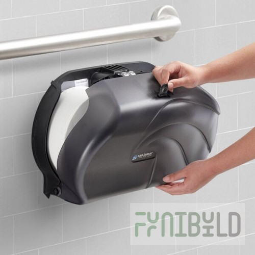 San Jamar R4090TBK Twin Oceans Double Roll Jumbo Toilet Tissue Dispenser - Black Pearl