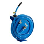 Regency Blue Powder-Coated Steel Open Air / Water Hose Reel with 50' x 3/4 Regency Blue Powder-Coated Steel Open Air / Water Hose Reel with 50' x 3/4