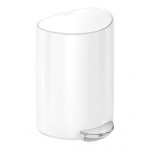 simplehuman CW2108 1.6 Gallon / 6 Liter White Stainless Steel Semi-Round Step-On Trash Can with Liner Pocket simplehuman CW2108 1.6 Gallon / 6 Liter White Stainless Steel Semi-Round Step-On Trash Can with Liner Pocket