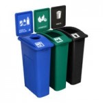 Busch Systems Waste Watcher 202776 46 Gallon Gray HDPE Decorative Two Stream Mixed Recyclables / Waste Receptacle with Color-Coded Lids Busch Systems Waste Watcher 202776 46 Gallon Gray HDPE Decorative Two Stream Mixed Recyclables / Waste Receptacle with Color-Coded Lids