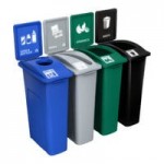 Busch Systems Waste Watcher 202776 46 Gallon Gray HDPE Decorative Two Stream Mixed Recyclables / Waste Receptacle with Color-Coded Lids Busch Systems Waste Watcher 202776 46 Gallon Gray HDPE Decorative Two Stream Mixed Recyclables / Waste Receptacle with Color-Coded Lids