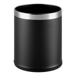 Lancaster Table & Seating 2.1 Gallon Black Steel Round Decorative Wastebasket with Open Top Lancaster Table & Seating 2.1 Gallon Black Steel Round Decorative Wastebasket with Open Top
