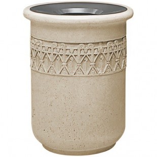 Wausau Tile TF1115 24 Gallon Concrete Round Decorative Outdoor Trash Can with Aluminum Funnel Lid Wausau Tile TF1115 24 Gallon Concrete Round Decorative Outdoor Trash Can with Aluminum Funnel Lid