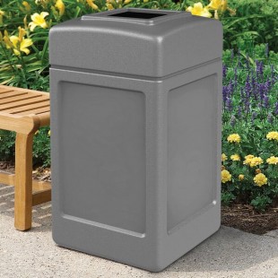 Commercial Zone 732103 PolyTec 42 Gallon Square Gray Trash Can