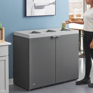 Lancaster Table & Seating 86 Gallon Dark Gray Steel Rectangular Three-Stream Decorative Trash Can Lancaster Table & Seating 86 Gallon Dark Gray Steel Rectangular Three-Stream Decorative Trash Can