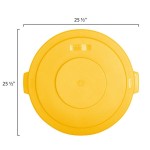 Carlisle 84103304 Bronco 32 Gallon Yellow Flat Round Trash Can Lid