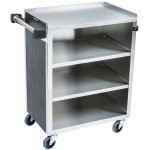 Lakeside 615B 4 Shelf Standard Duty Stainless Steel Utility Cart with Enclosed Base and Black Finish - 16 1/2