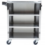 Lakeside 615B 4 Shelf Standard Duty Stainless Steel Utility Cart with Enclosed Base and Black Finish - 16 1/2