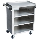Lakeside 615B 4 Shelf Standard Duty Stainless Steel Utility Cart with Enclosed Base and Black Finish - 16 1/2
