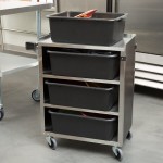 Lakeside 615B 4 Shelf Standard Duty Stainless Steel Utility Cart with Enclosed Base and Black Finish - 16 1/2