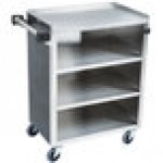 Lakeside 615B 4 Shelf Standard Duty Stainless Steel Utility Cart with Enclosed Base and Black Finish - 16 1/2