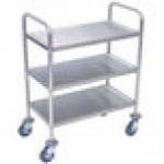 Lakeside 615B 4 Shelf Standard Duty Stainless Steel Utility Cart with Enclosed Base and Black Finish - 16 1/2
