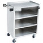 Lakeside 615B 4 Shelf Standard Duty Stainless Steel Utility Cart with Enclosed Base and Black Finish - 16 1/2