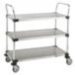 Lakeside 615B 4 Shelf Standard Duty Stainless Steel Utility Cart with Enclosed Base and Black Finish - 16 1/2