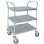 Lakeside 615B 4 Shelf Standard Duty Stainless Steel Utility Cart with Enclosed Base and Black Finish - 16 1/2