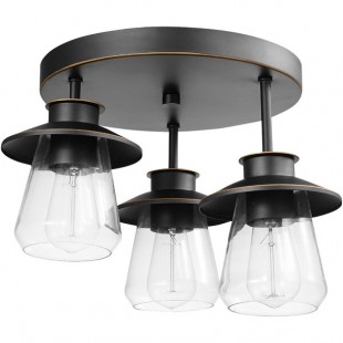 Globe Modern Farmhouse Oil-Rubbed Bronze Semi-Flush Mount Light - 120V, 60W Globe Modern Farmhouse Oil-Rubbed Bronze Semi-Flush Mount Light - 120V, 60W